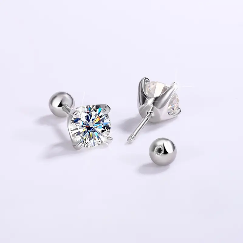 Moissanite Earrings Women 925 Silver Gold Plated - Image 4