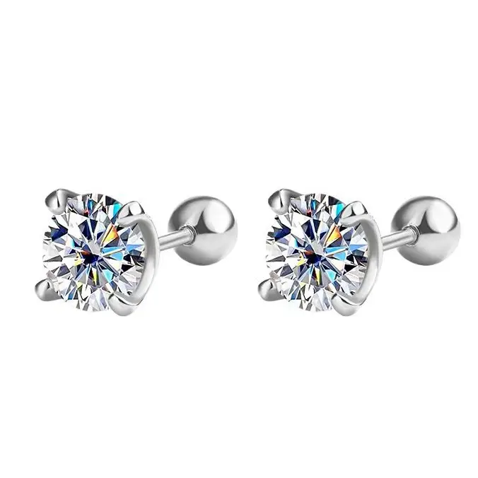 Moissanite Earrings Women 925 Silver Gold Plated - Image 5