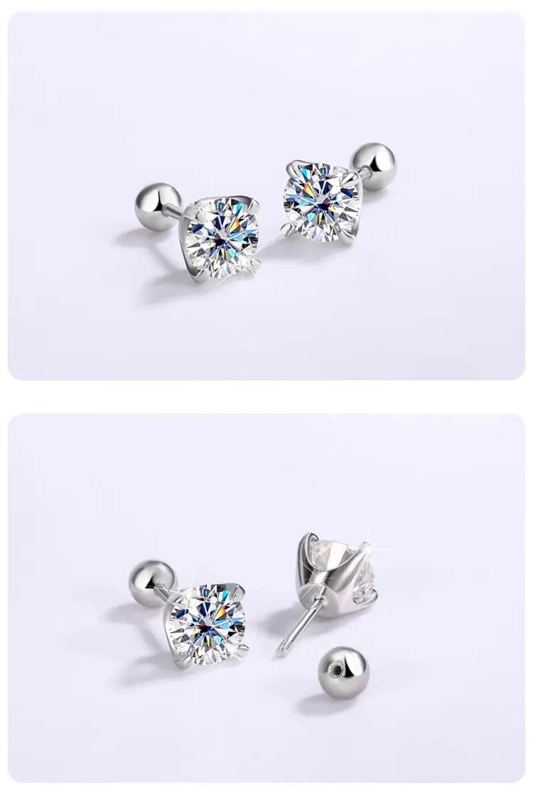 Moissanite Earrings Women 925 Silver Gold Plated — feature 5