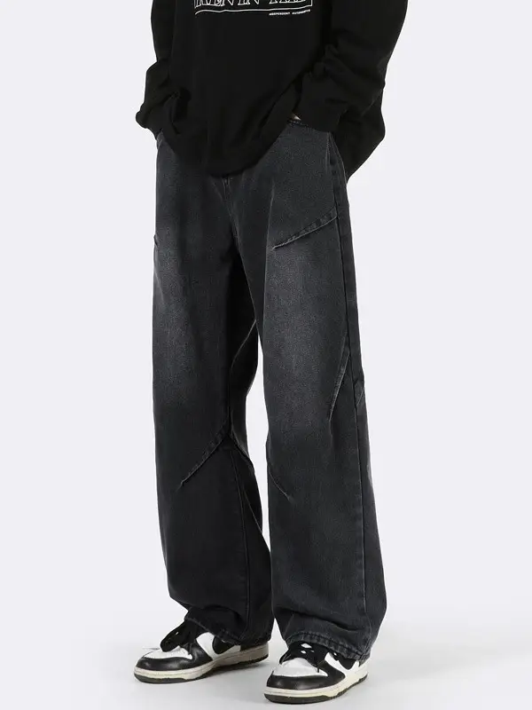 Vintage Blue Wide Leg Jeans Men Loose Straight 2023 - Image 5