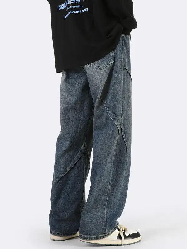 Vintage Blue Wide Leg Jeans Men Loose Straight 2023 - Image 6