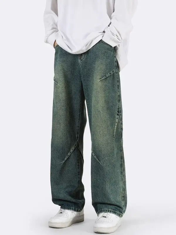 Vintage Blue Wide Leg Jeans Men Loose Straight 2023 - Image 7