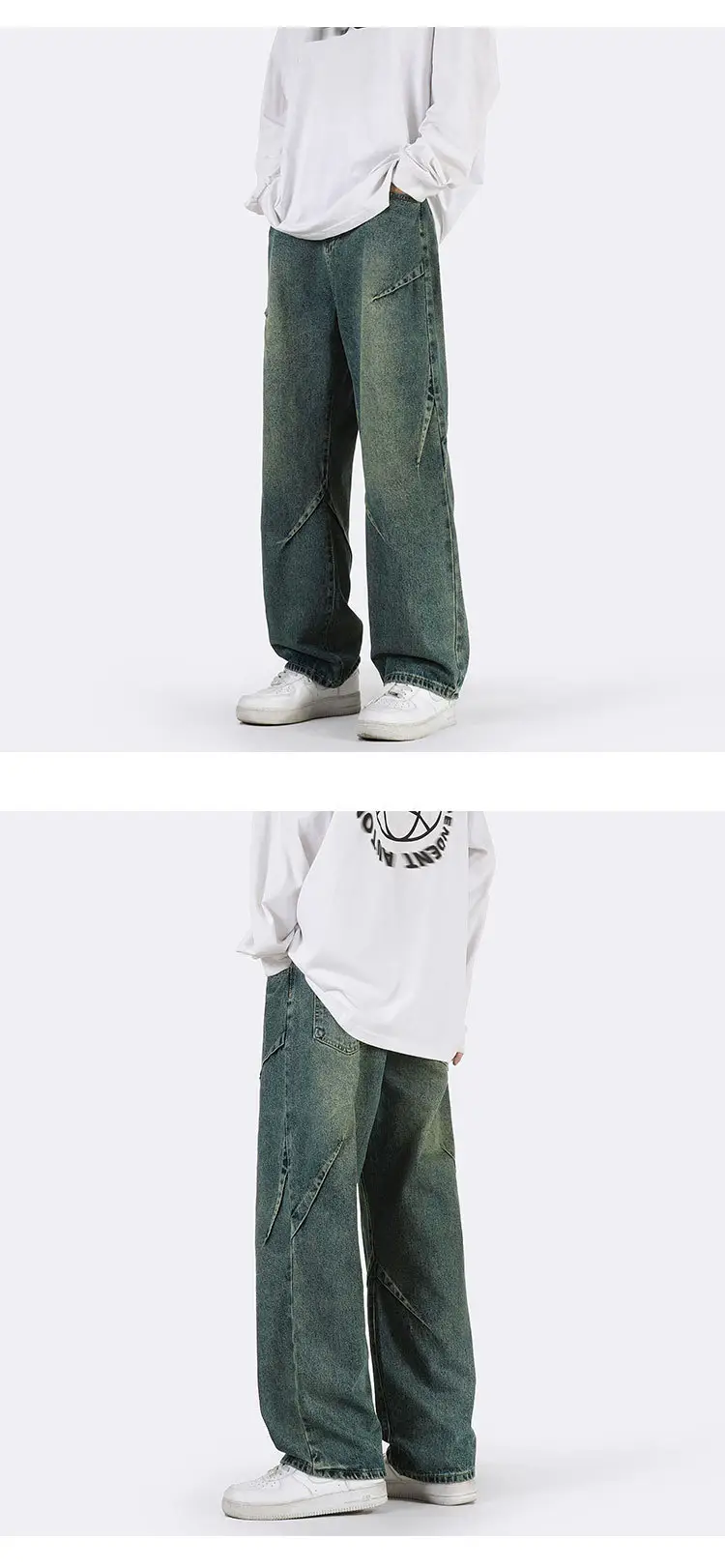 Vintage Blue Wide Leg Jeans Men Loose Straight 2023 — feature 13