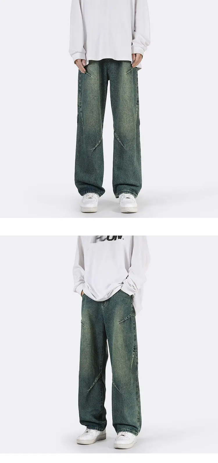 Vintage Blue Wide Leg Jeans Men Loose Straight 2023 — feature 15