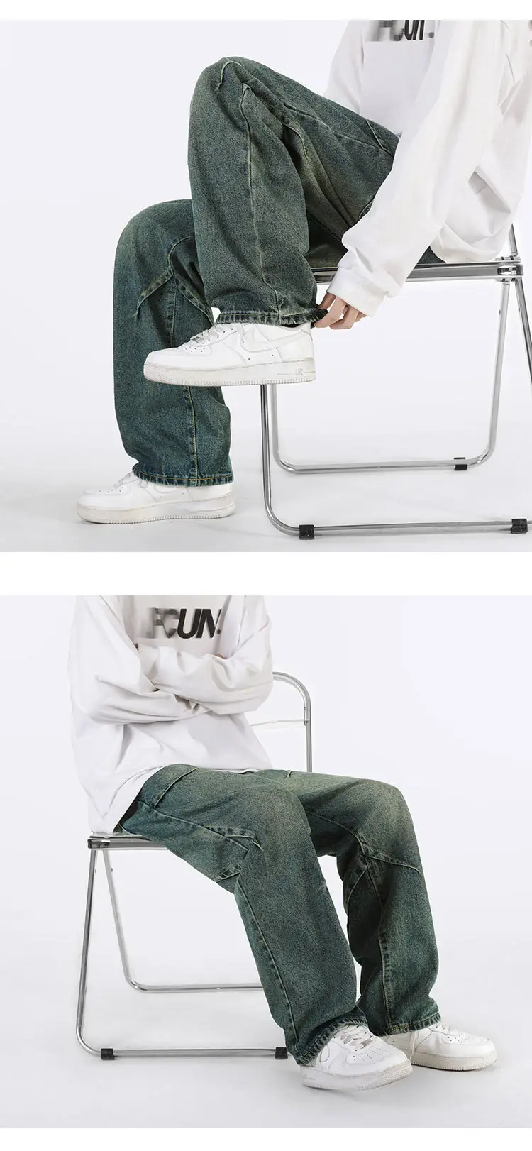 Vintage Blue Wide Leg Jeans Men Loose Straight 2023 — feature 16