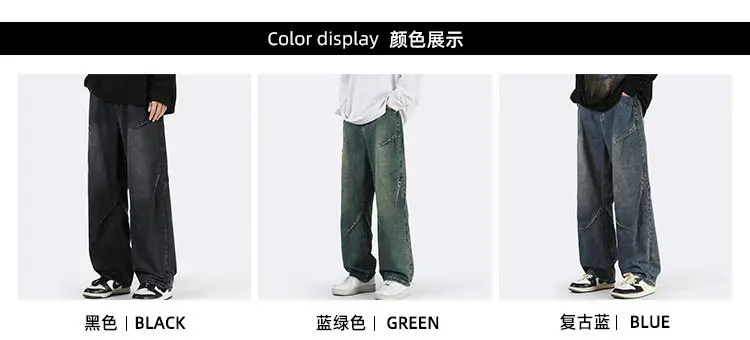 Vintage Blue Wide Leg Jeans Men Loose Straight 2023 — feature 3