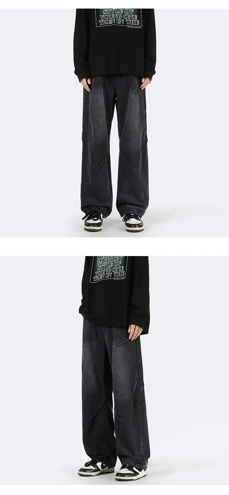 Vintage Blue Wide Leg Jeans Men Loose Straight 2023 — feature 9
