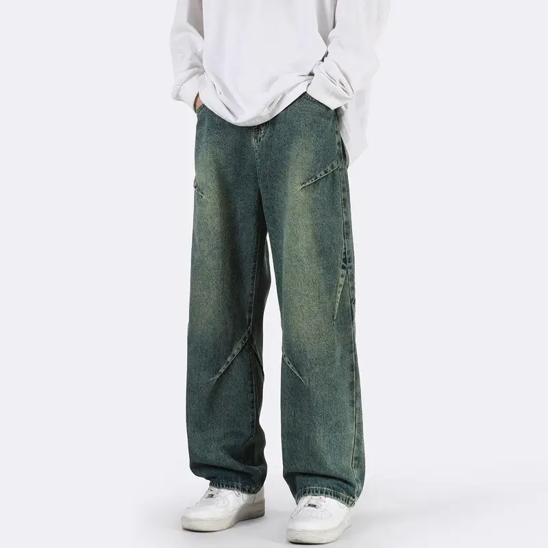 Vintage Blue Wide Leg Jeans Men Loose Straight 2023 - Image 2