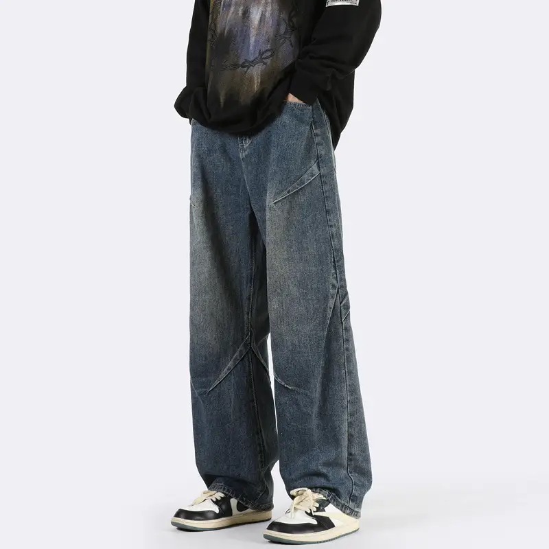 Vintage Blue Wide Leg Jeans Men Loose Straight 2023 - Image 3