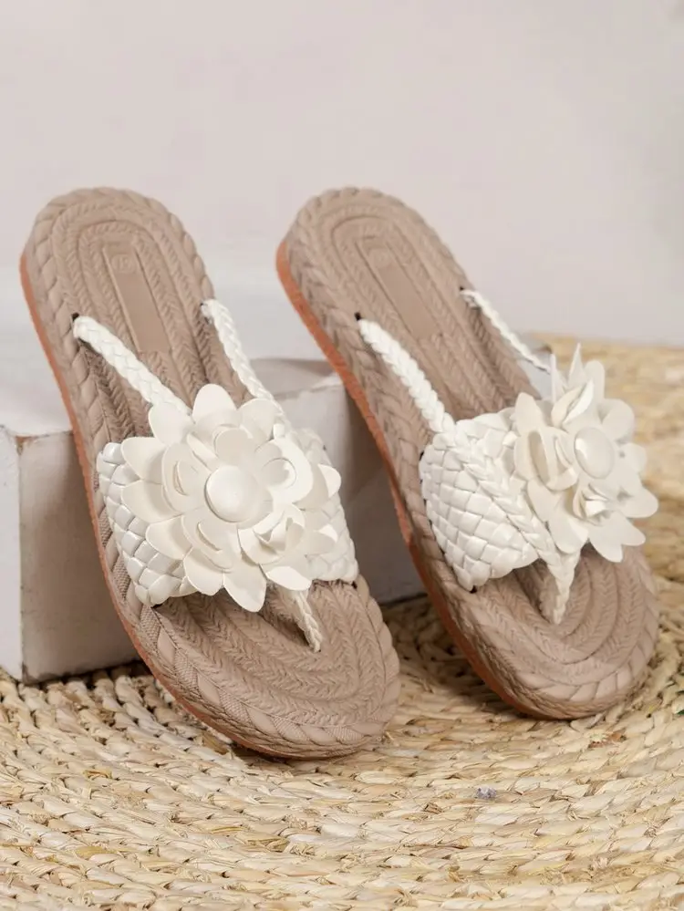 Women's White Floral Flats Summer Sandals — feature 16