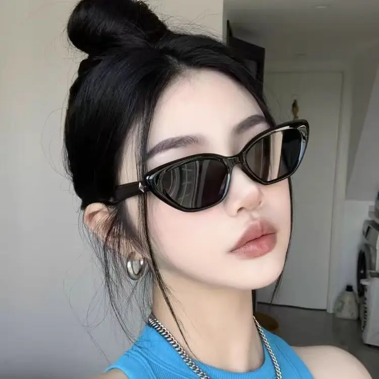 Women's Triangle Cat Eye Sunglasses White Orange - Image 9