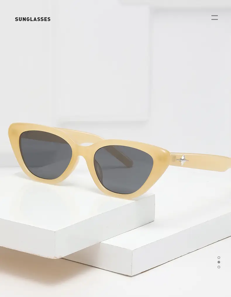 Women's Triangle Cat Eye Sunglasses White Orange β feature 1