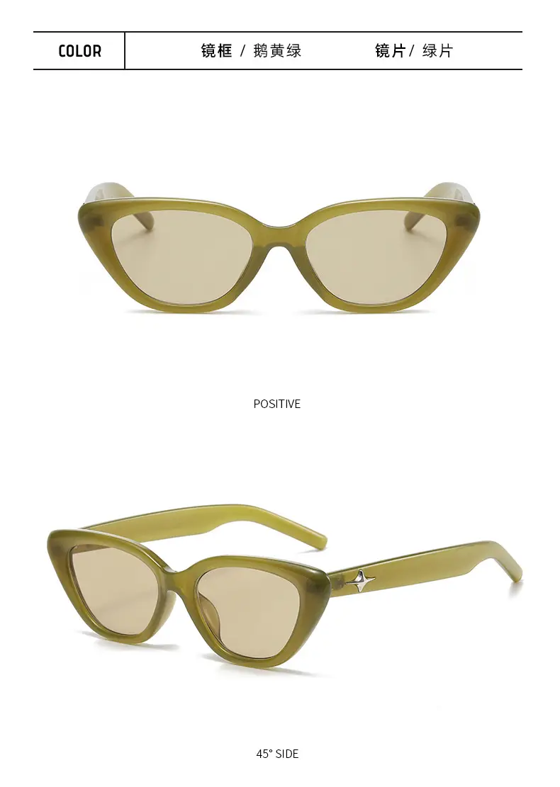 Women's Triangle Cat Eye Sunglasses White Orange β feature 14
