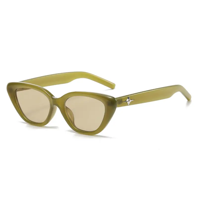 Women's Triangle Cat Eye Sunglasses White Orange - Image 4