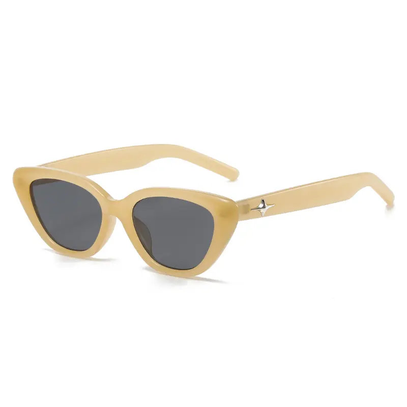 Women's Triangle Cat Eye Sunglasses White Orange - Image 5