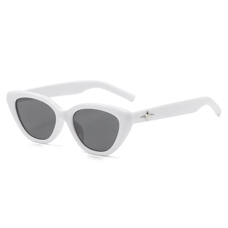 Women's Triangle Cat Eye Sunglasses White Orange - Image 6