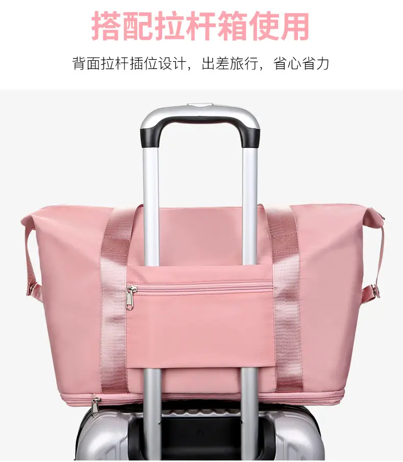 Purple Expandable Travel Bag with Trolley Design — feature 12