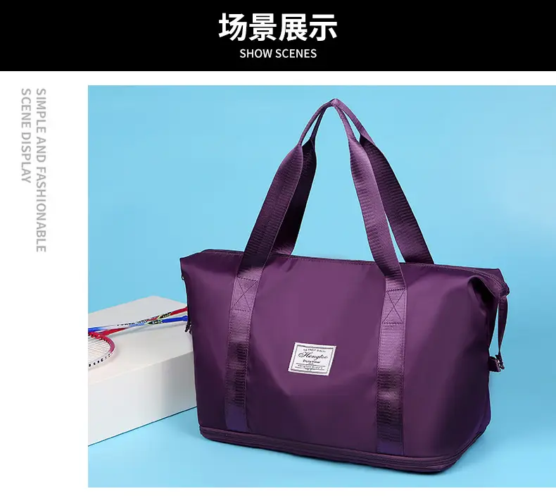 Purple Expandable Travel Bag with Trolley Design — feature 13