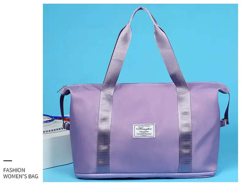 Purple Expandable Travel Bag with Trolley Design — feature 16