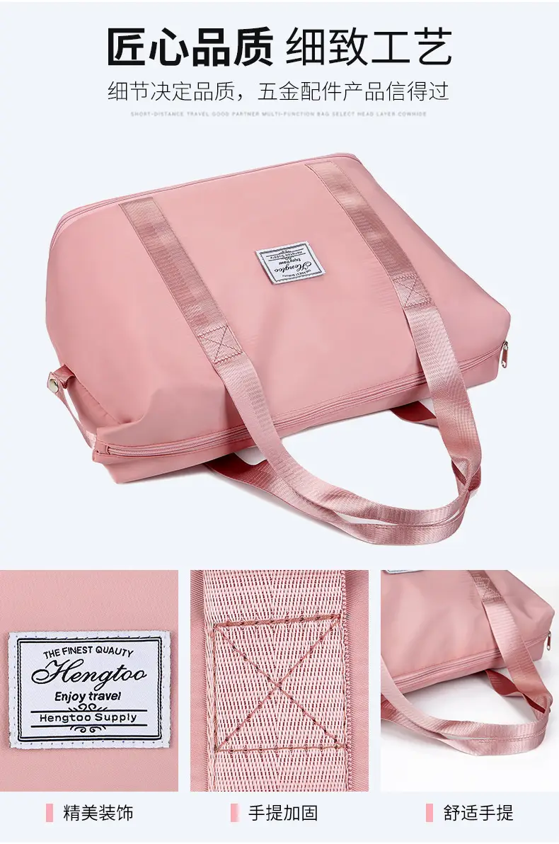 Purple Expandable Travel Bag with Trolley Design — feature 7