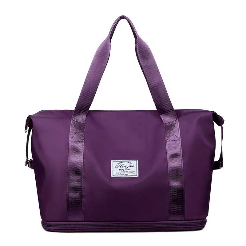 Purple Expandable Travel Bag with Trolley Design - Image 3