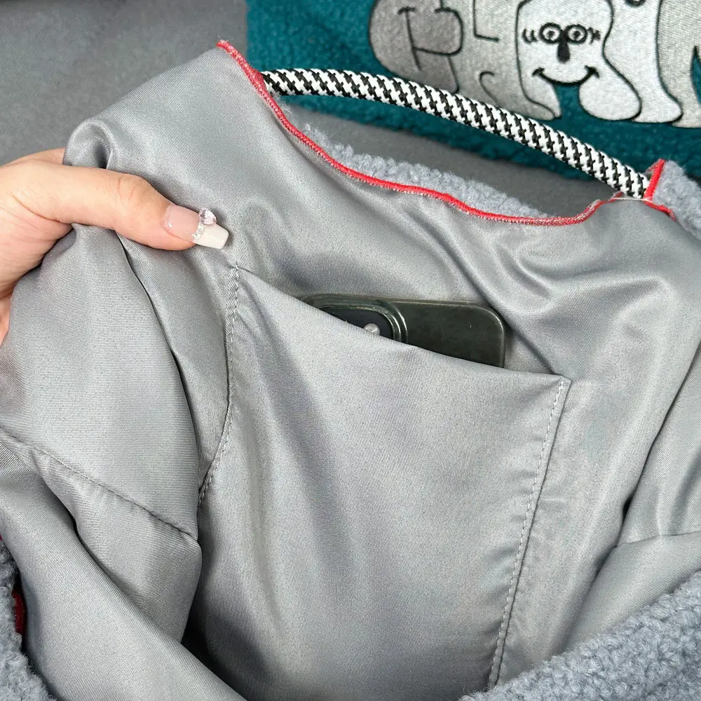 Pink Plush Shoulder Bag with Japanese Embroidery — feature 6
