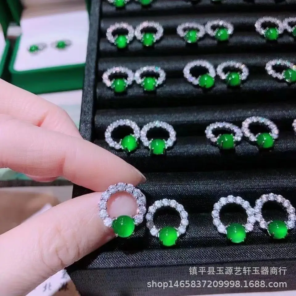 Silver Plated Green Agate Earrings for Women - Image 6