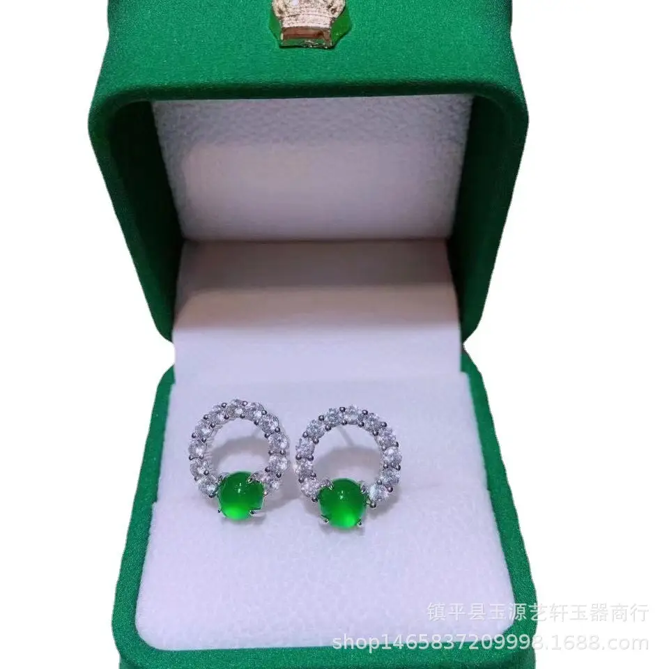 Silver Plated Green Agate Earrings for Women - Image 9