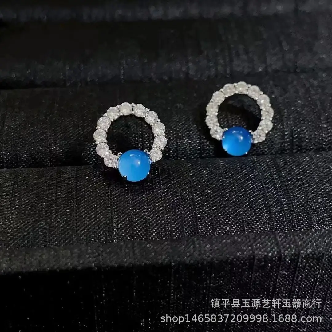 Silver Plated Green Agate Earrings for Women - Image 4