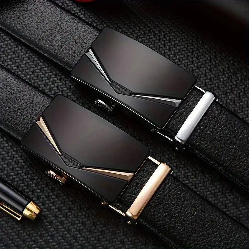 Men's Black Leather Belt with Silver Buckle - Image 17