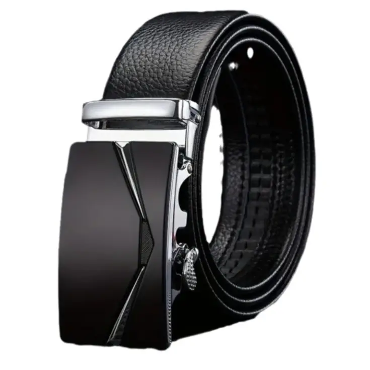 Men's Black Leather Belt with Silver Buckle - Image 20