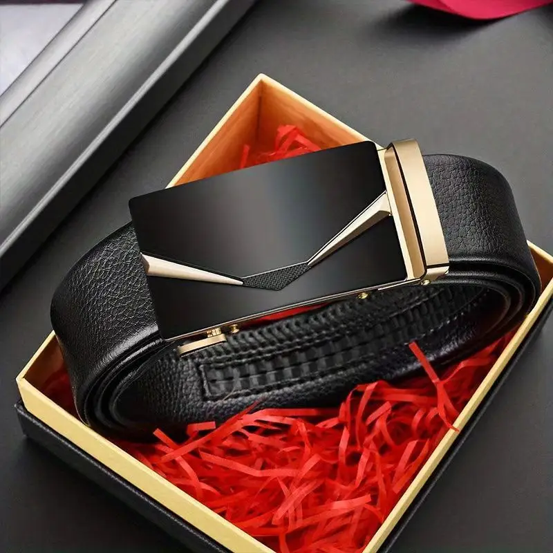 Men's Black Leather Belt with Silver Buckle — feature 13
