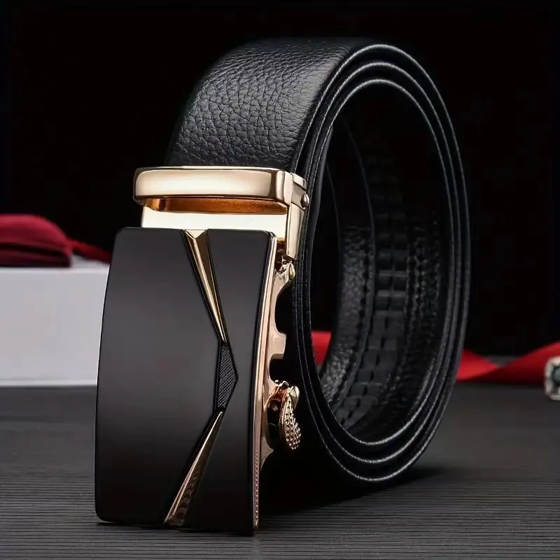 Men's Black Leather Belt with Silver Buckle — feature 14