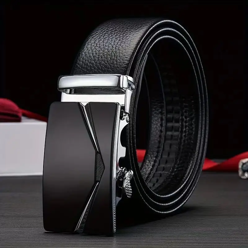 Men's Black Leather Belt with Silver Buckle — feature 15