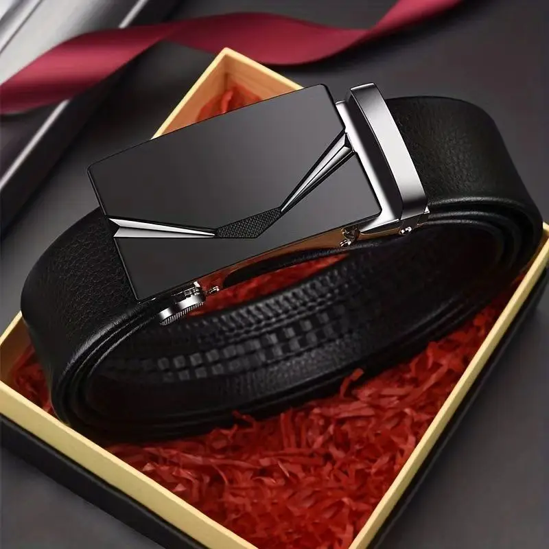 Men's Black Leather Belt with Silver Buckle — feature 18