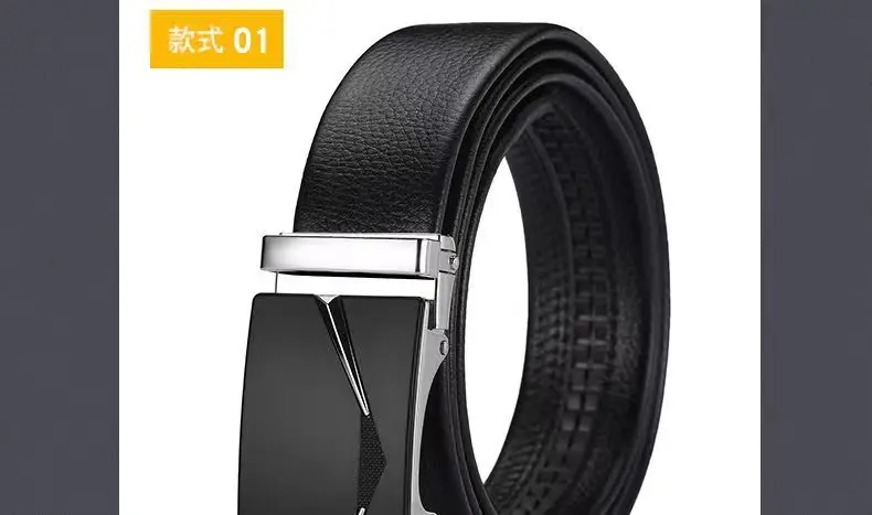 Men's Black Leather Belt with Silver Buckle — feature 20