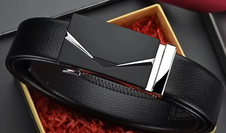 Men's Black Leather Belt with Silver Buckle — feature 22