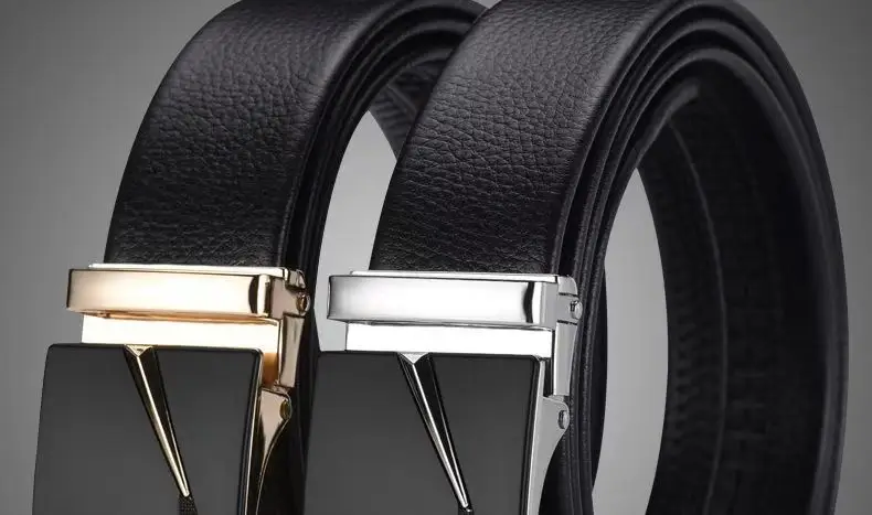 Men's Black Leather Belt with Silver Buckle — feature 32