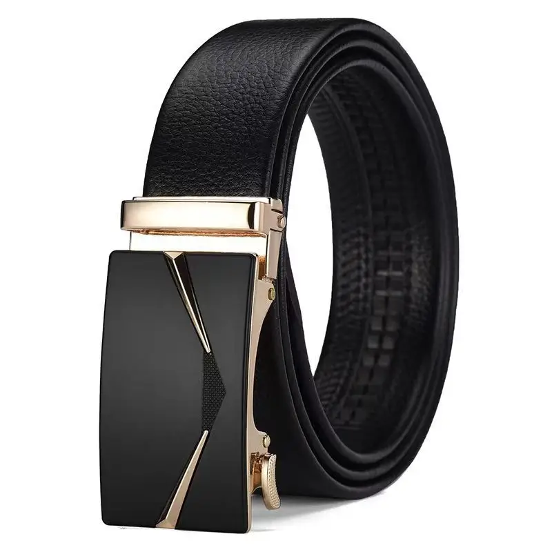 Men's Black Leather Belt with Silver Buckle — feature 4