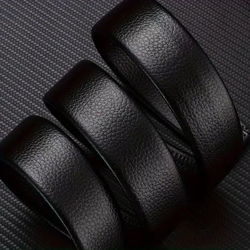 Men's Black Leather Belt with Silver Buckle — feature 5