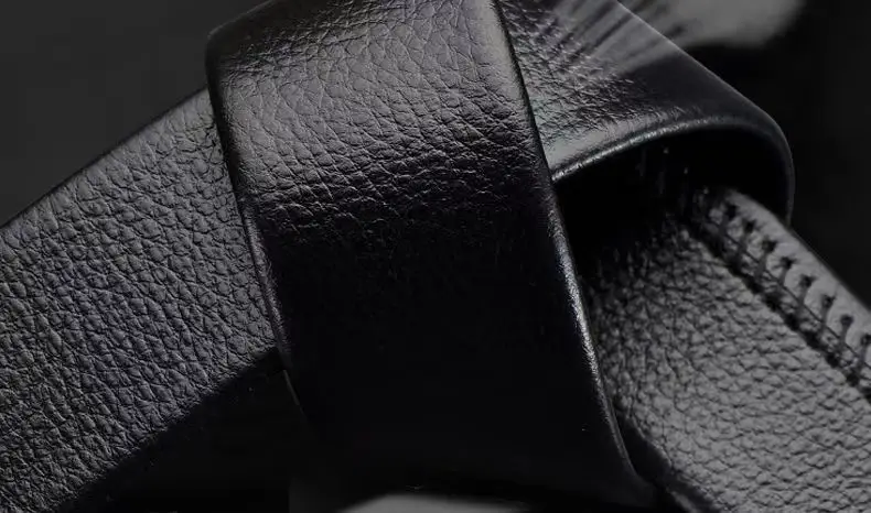 Men's Black Leather Belt with Silver Buckle — feature 8