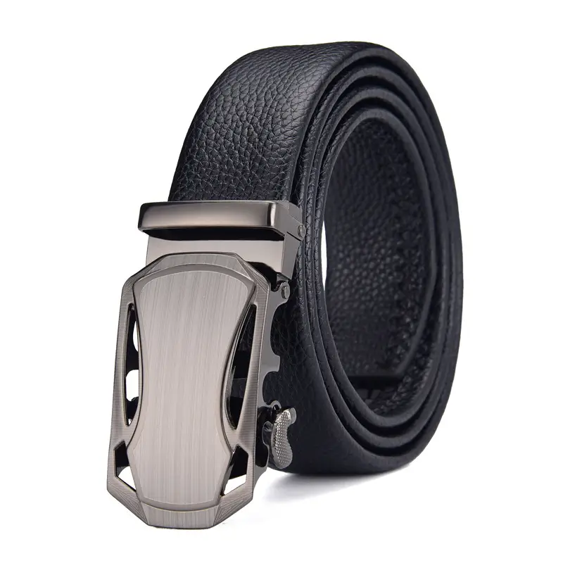 Men's Black Leather Belt with Silver Buckle - Image 10