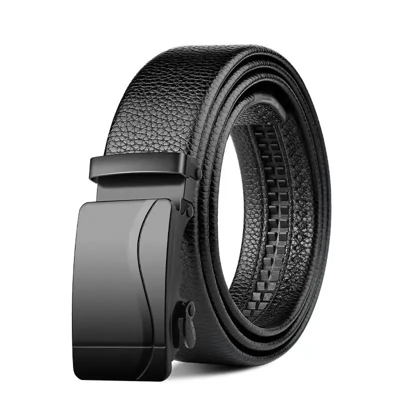 Men's Black Leather Belt with Silver Buckle - Image 11