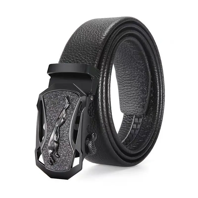 Men's Black Leather Belt with Silver Buckle - Image 12