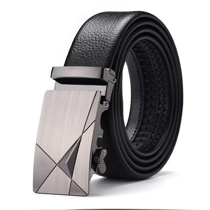Men's Black Leather Belt with Silver Buckle - Image 13