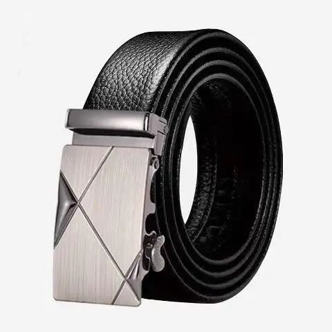 Men's Black Leather Belt with Silver Buckle - Image 14