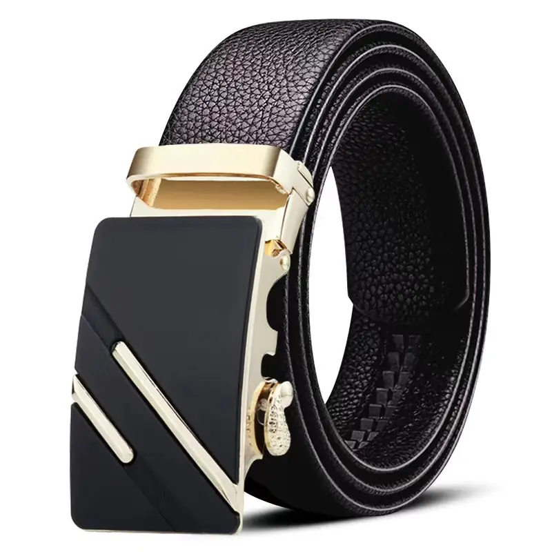 Men's Black Leather Belt with Silver Buckle - Image 5