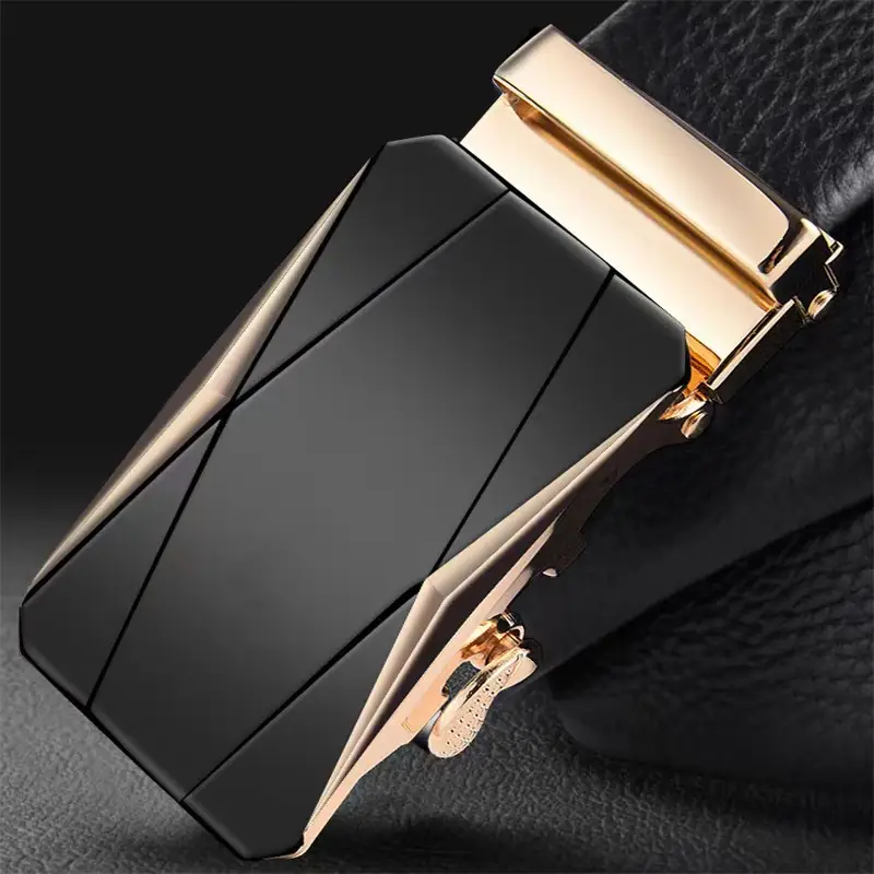 Men's Black Leather Belt with Silver Buckle - Image 7