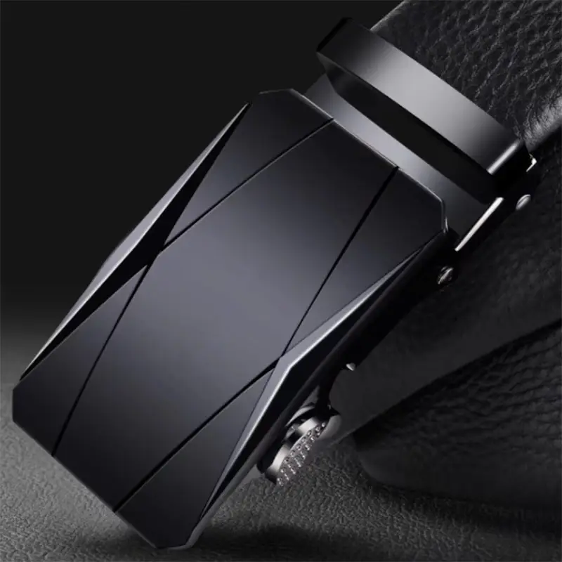 Men's Black Leather Belt with Silver Buckle - Image 9