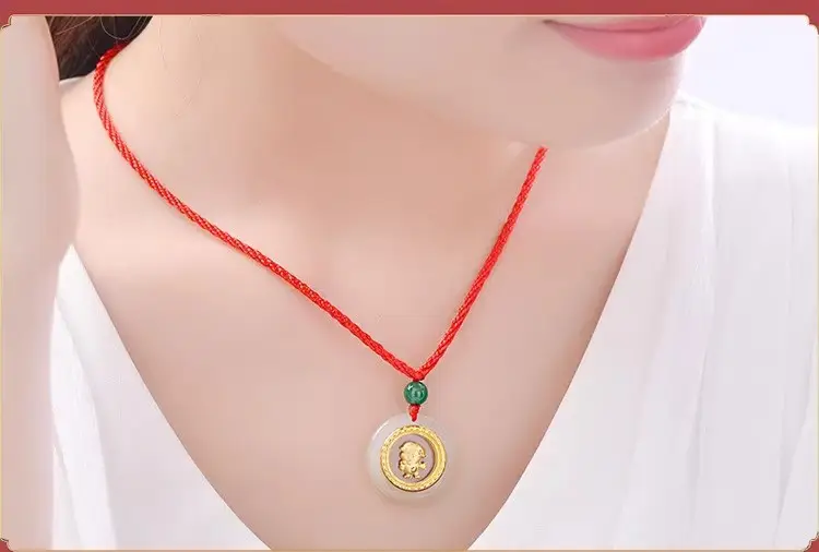 Zodiac Gold Inlay Jade Pendant for Kids — feature 11
